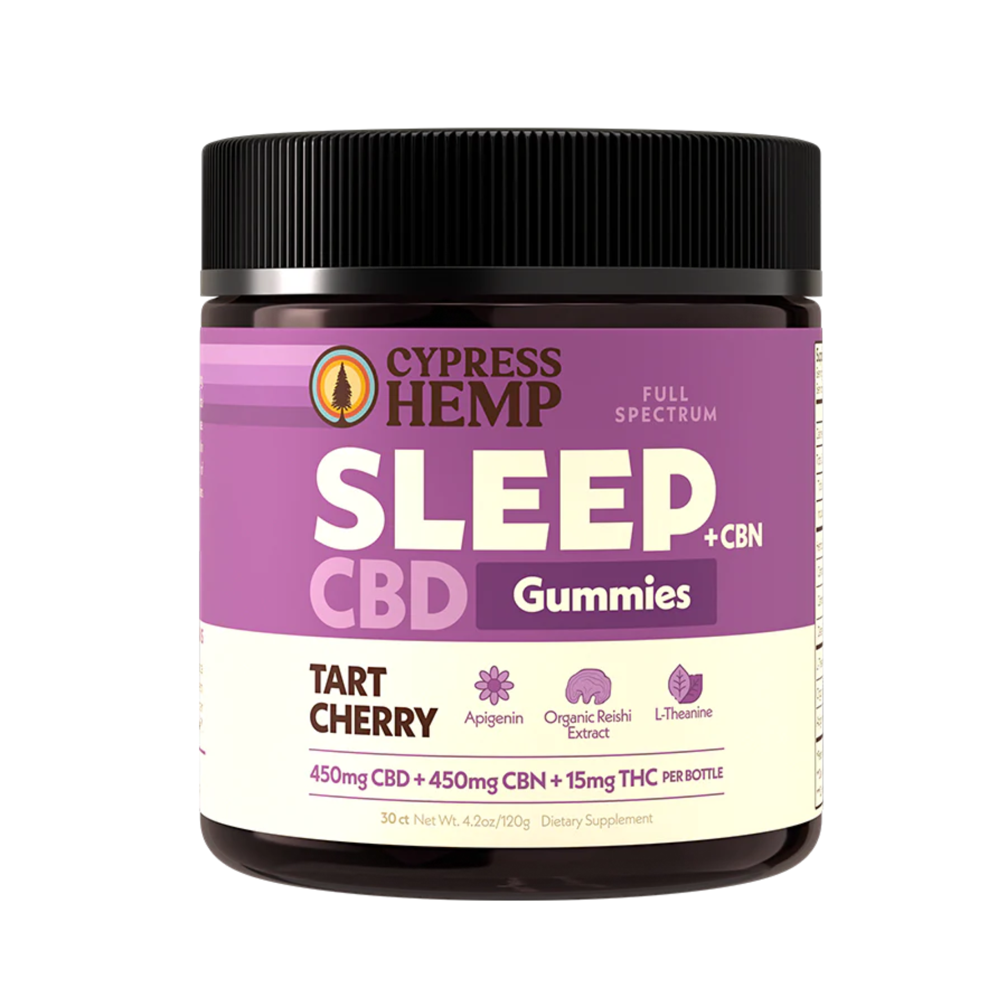 Cypress Hemp Full Spectrum 900mg Sleepy Time CBD:CBN + Mushroom Gummies Tart Cherry 30ct