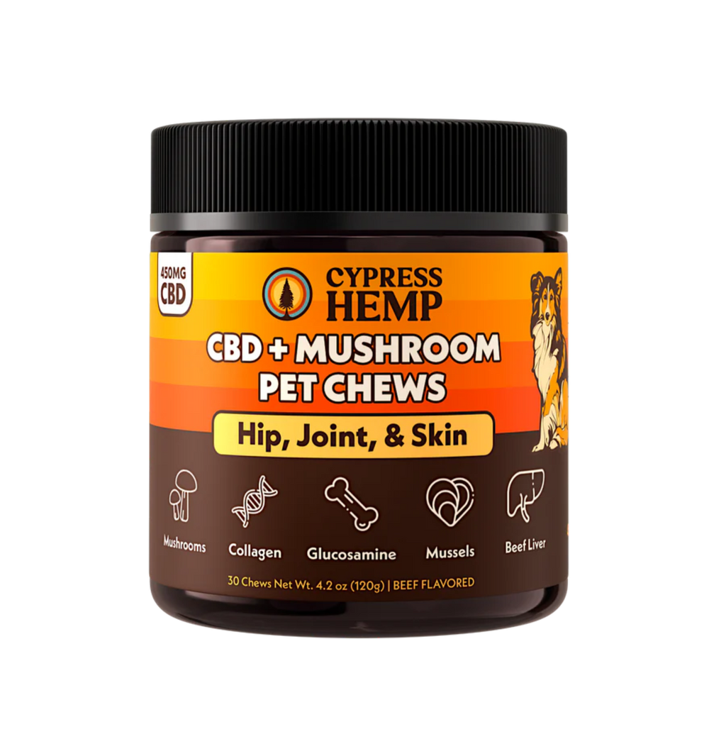 Cypress Hemp CBD + Mushrooms Pet Chews: Hip, Joint and Skin